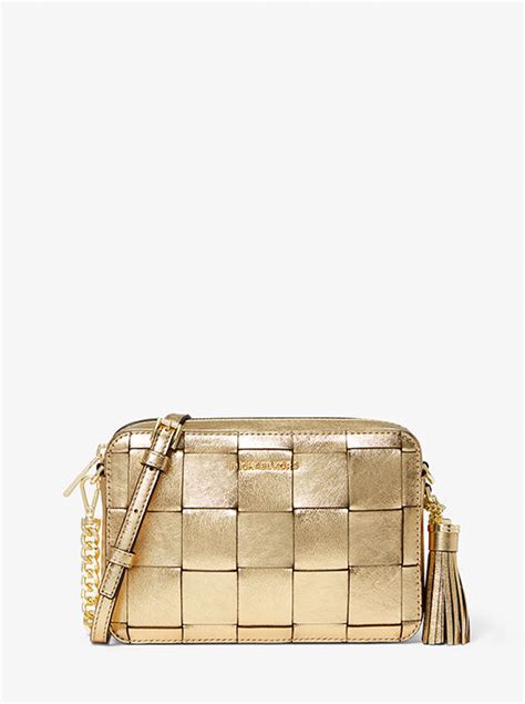 michael kors tasche ginny rot|Ginny Medium Metallic Woven Leather Crossbody Bag .